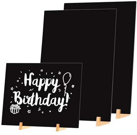 LELADY A4 Aufsteller Kreidetafel Klein, 3 Stück Acryl Kreidetafel mit Ständer, Mini Tafel Set, Mini tafel Menü, Tafel Holzsockel zum Beschriften