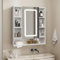 YU YUSING Armario de Baño con Espejo LED Regulable, 72x80x13 cm, Armario Espejo Baño con 9 Estantes y 1 Puerta, Mueble Lavabo, 3 Temperaturas Color Regulables, Mueble de Pared, Blanco