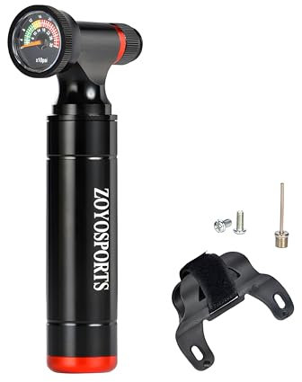 ZOYOSPORTS CO2-Pumpe mit klarem Manometer, Aluminiumlegierung, CO2-Pumpe, CO2-Inflator für Fahrrad, Schwarz