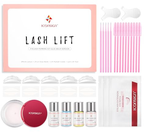 Wimpernlifting Set, Sanfte Formel Wimpern Perming Kit mit verbessertem Kleberbalsam, Geeignet Für Verschiedene Wimperntypen Und -Längen, Semi-Permanente Gewellte Wimpern für 6-8 Wochen