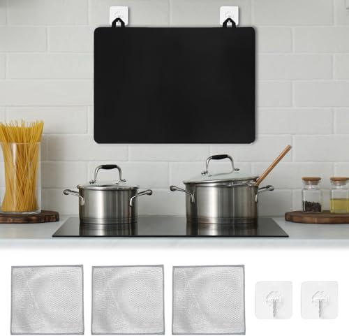 HENGBIRD 61x52 cm Placa Inducción Tapete Silicona Protector Vitroceramica Con Gancho Reutilizables Antideslizante Alfombrillas para Cocina Inducción, Salvamanteles