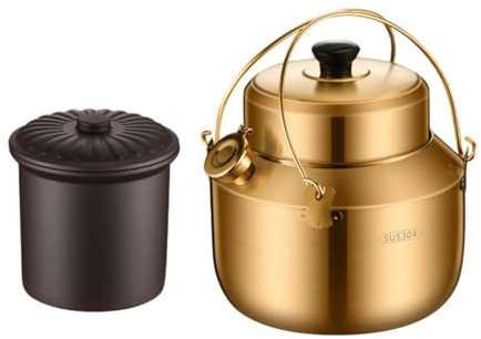 FLCPJGV Pentola per stufato Pentola per piano cottura con manico Pentola a cottura per cucinare in cucina, Oro