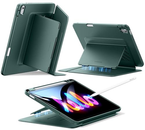 ESR Coque pour iPad Air 11 Pouces M3/M2 (2025/2024), iPad Air 5e/4e Génération (2022/2020), Coque à Support Vertical, Angles de Support Multiples, Ultra-Stable avec Porte-Stylet, Série Flip, Vert