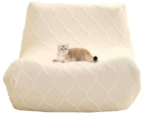 Somsiwey Bezug für Einzelsessel am Kamin, Abnehmbarer Lazy-Bodensofa-Bezug, waschbar, weich, ohne Armlehnen, für Bodensofa, Couchbezug für Wohnzimmer, Schlafzimmer, Salon(Beige)