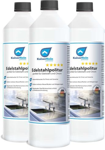 KaiserRein Edelstahl Politur 3x250ml I Die erstklassige Polierpaste speziell für Edelstahl in der Küche I Edelstahlflächen wie Spülbecken, Dunstabzugshauben und Kochfelder