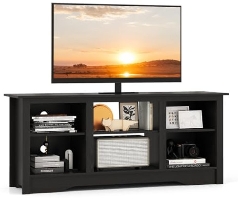 Meuble TV en bois pour téléviseurs de 65 avec étagères réglables et gestion des câbles, table console moderne pour salon ou chambre à coucher, convient pour cheminée de 45,7 cm, centre de
