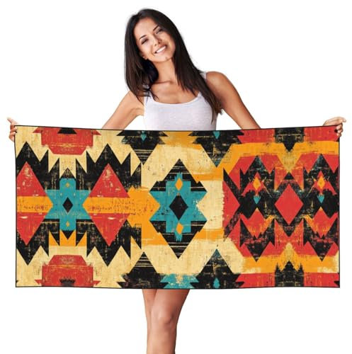 Oibnkcn Strandtuch, Badetuch, großes Handtuch, 69 x 140 cm, großes Handtuch und Stranddecke mit unregelmäßigen geheimnisvollen Mustern