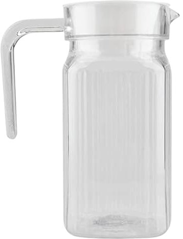 Juice Bottle,Water Pitcher with Lid,500ml Striped Transparent Elegant Reusable Plastic Jugs with Handle & Spout for Tea, Water, Milk, Juice