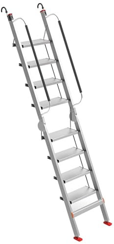 Bodentreppe, Raumspartreppe mit Handlauf, Verstellbar und rutschfest, für den Innen- und Außenbereich(Silver,XXL)
