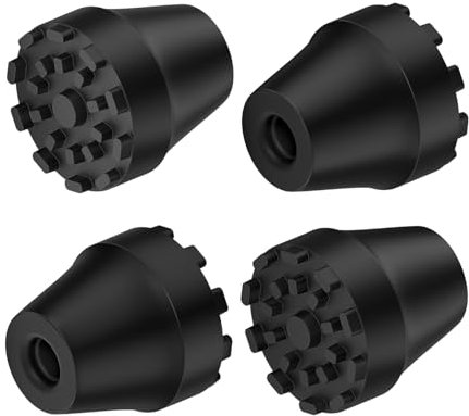 supregear 4 Piezas Puntas de Goma de Repuesto para Bastones de Trekking y Caminata, Tapas Negras Antideslizantes y Amortiguadoras, Compatibles con Bastones de 11 mm y Andadores Plegables