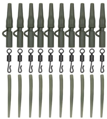 Carp Fishing Lead Clips and Tail Rubbers Tackle Set,40pcs Complete Rig Kit with Anti-Tangle Sleeves and Quick Change Swivels for Carp Anglers, End Tackle Accessories for Safe