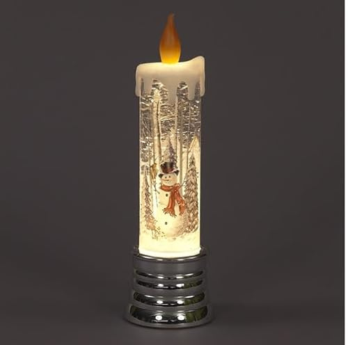 Snowtime Christmas Water Candle with Snowman - Battery Operated