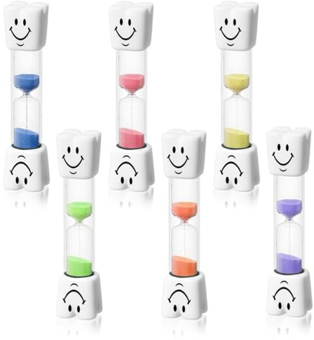 Buntes sanduhren set für kinder (6 Stück), zahnförmige sanduhr kinder, bunte Timer, geeignet für die täglichen Aktivitäten und Spielzeiten von Kindern.