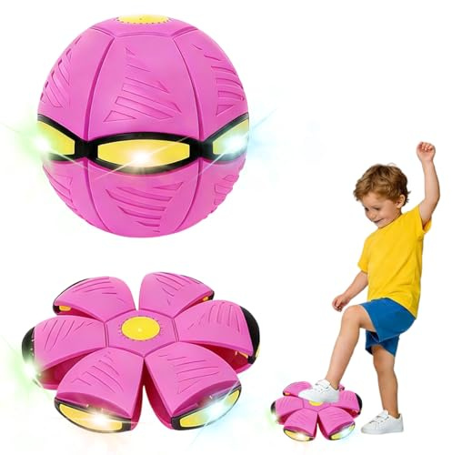 Children's Bouncing Ball, Magic Bouncing Ball Magics Flying Saucer Automatic Rebound Double The Fun Children Bounce Balls Magics Pet Interactive Toys (6 Light,Pink)