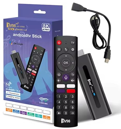 TV Stick 4K 2GB + 16GB Voice Control 4 Apps Click BT5.0 H313 WiFi5 Dual 2.4G/5G Quad-Core 64bit HDR10+ Ultra USB HD Smart TV..