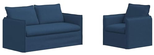 MOBCANT 2 pcs Modern Sofa Sets & Polstergarnitur Blau Modern Wohnzimmer, Schlafzimmer, Apartment (196 x 82 x 85 cm)