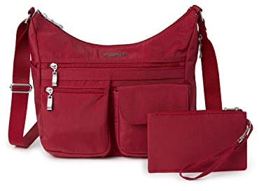 Baggallini, Everywhere Bagg, Damen-Umhängetasche, Reisetasche im Hobo-Stil, 28,9 x 22,9 cm, leicht, aus wasserdichtem Nylon, mit W/RFID, Apfel, Einheitsgröße