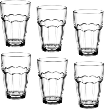 Bormioli Rocco Rock Bar 16.25 oz. Cooler Stackable Tempered Beverage Glasses for Cold Drinks, Water, and Cocktails, Set of 6, Clear