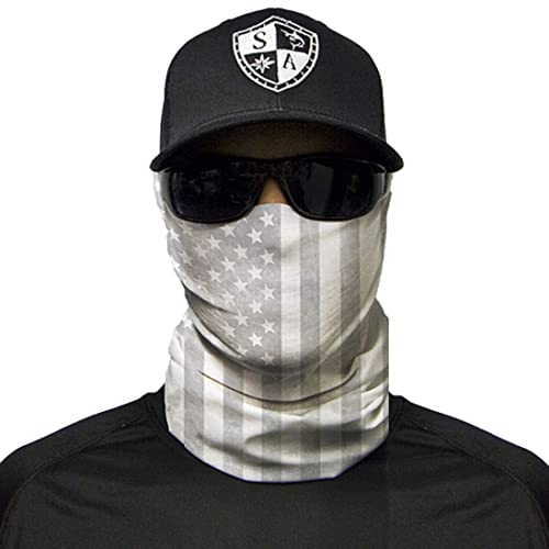 SA Fishing Face Shield Halstuch - viele verschiedene Designs - Multifunktionstuch Schutzmaske Totenkopf Schal Gesichtsmaske Sturmhaube Bandana Ski Motorrad - Whiteout American Flag