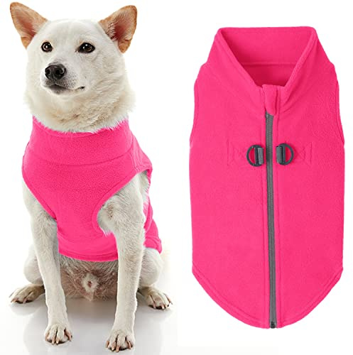 Gooby Zip Up Fleece Dog Sweater - Pink, X-Small - Warm Pullover Fleece Step-in Dog Jacket with Dual D Ring Leash - Winter Small Dog Sweater - Dog Clothes for Small Dogs Boy and Medium Dogs