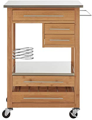 Premier Housewares Kitchen Trolley, Wood, Natural, 50 x 60 x 87 cm