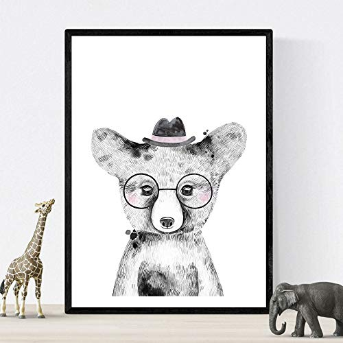 Nacnic Kinder Kinder Zorro Film mit Brille und Hut Poster Kinder Tiere A4 Größe Unframed
