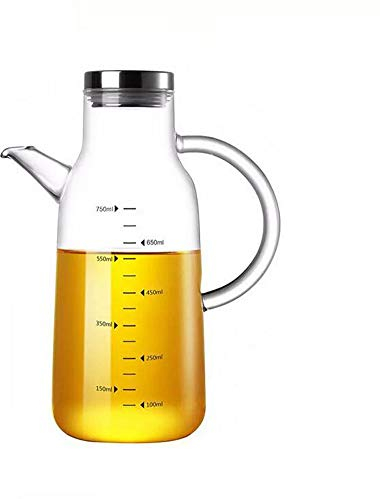 Bottiglia di Olio, Olio e Aceto Dispenser con Scala, Bottiglia Dispenser per Olio d'oliva in Vetro, Olio di Bottiglia con Beccuccio Bottiglia Aceto per Padella, BBQ, Cucina, Insalata, 750ml