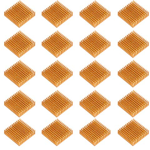 HSEAMALL 20 STÜCKE 40 mm x 40 mm x 11 mm Goldene Kühlkörper-Kühlrippe aus Aluminium