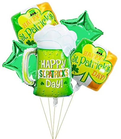 St Patrick's Day Aluminum Foil Balloons Green Wine Glass Balloons for Irish Party Decorations Shamrock Balloon for St. Patrick's Day Photo Irish Day Creative Funny Disguise Props for Parties