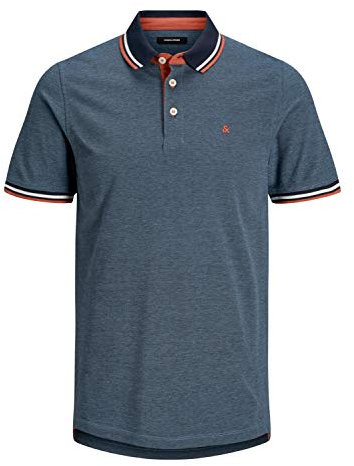 Jack & Jones Men's Jjepaulos Polo Ss Noos Polo Shirt, Denim Blue, L