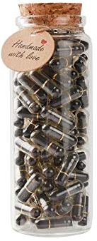 QIDSJCCBD Capsule Letters Message in a Bottle Glass Gift for Father's Day Favor Bottle Love Letter Gifts (Black Color 110pcs)