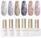GAOY Chrom Platin Glitzer Gel Nagellack Set mit 6 Farben, einschließlich Funkelnd Glänzendem Schwarz Silber Rosa Gel Nagellack Set, UV LED Soak-Off Nagellack, Heim DIY Maniküre, Chrome Platinum