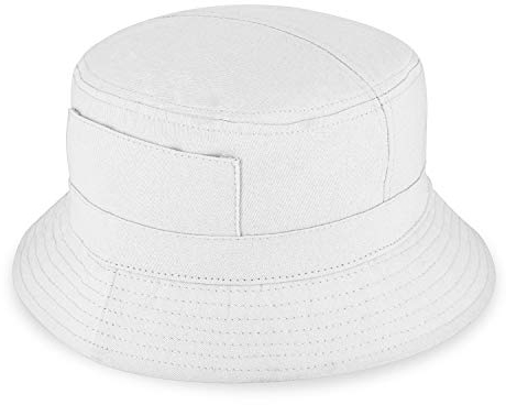 fiebig Fischerhut aus Baumwolle | Unisex Outdoorhut mit Taschen & Reißverschlussfach | Bucket Hat in vielen Farben & Größen (63-XXL, Weiß)