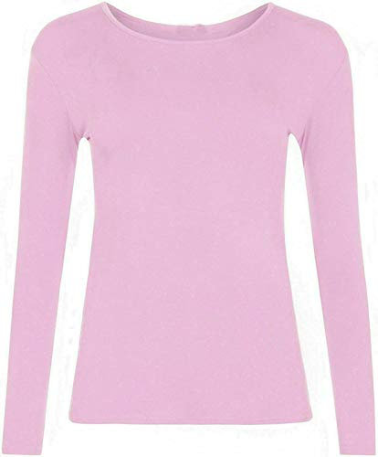 Hiffy Ladies Plain Long Sleeve T-Shirt Top Womens Plus Sizes UK 8-26 (Baby Pink, 16-18)