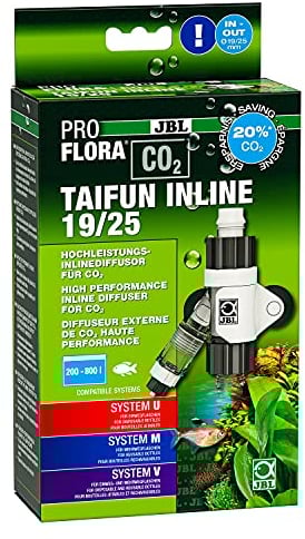 JBL PROFLORA CO2 TAIFUN INLINE 19/25, CO2-Diffusor, Integrierter Blasenzähler und Rücklaufsicherung, Für 200-800 l Aquarien