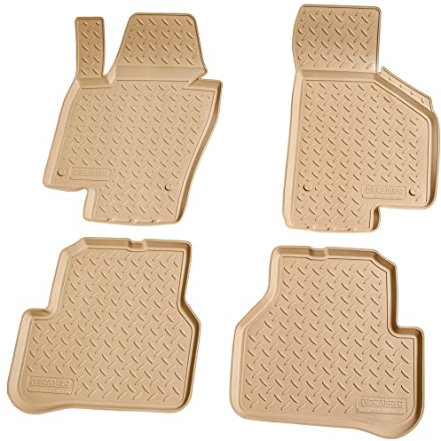 Recambo 3D Gummi Fußmatten kompatibel für VW Passat 3C B7 | BJ 2010-2014 | Auto Gummimatten | Passgenau | mit Rand | beige