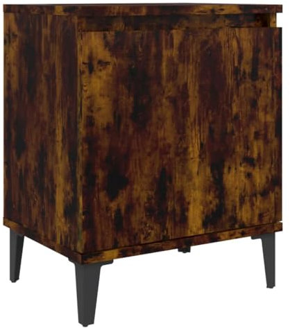 vidaXL Nachttisch mit Metallbeinen Fach Nachtschrank Nachtkonsole Nachtkommode Schlafzimmer Schrank Kommode Räuchereiche 40x30x50cm