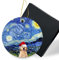 Tiere Weihnachtsschmuck 2022 Niedlich Golden Retriever Hund Keramik Ornamente Weihnachtsbaum Hängend Rund 7,6 cm Xmas Ornament mit Geschenkbox