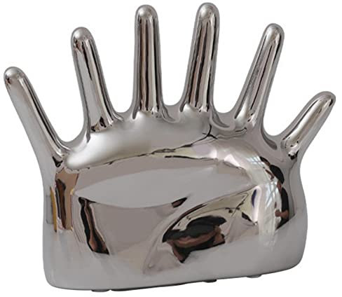 Uziqueif Hand Schmuckständer, Schmuck Hand Form Ständer, Keramik Hand Schmuckhalter im Handformat für Armbänder, Ketten, Ring, Uhren, Schmuck, Armband Display Aufbewahrung,Silber