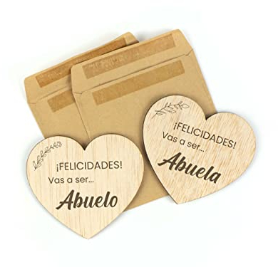 CONTRAXT Tarjetas anunciar embarazo madera. Vais a ser Abuelos Sorpresa anuncio Embarazo Vas a ser abuela y abuelo Ideas regalos originales para abuelos primerizos (Abuelos)