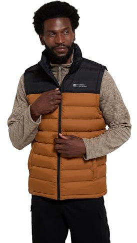 Mountain Warehouse Seasons Mens Padded Gilet - Water Resistant Gilet, Body Warmer, Lightweight Jacket, Easy to Store Coat - For Spring Summer Travelling, Walking Gold XS