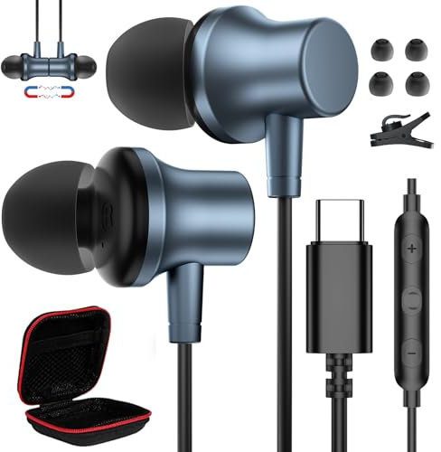 GORPWA USB C iPhone Light-ning Headphones [MFi Certified] Light-ning HiFi Magnetic Sound Isolating Headphones with Microphone Compatible with Phone 14/13/12/11