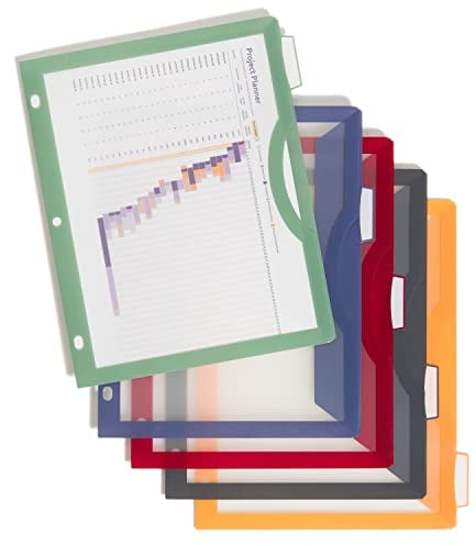 U Brands 5 Tab Single Pocket Clear View Dividers - 2 Pack