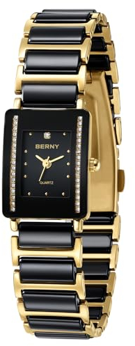 BERNY Retangular Uhr für Frauen Quarzwerk Miyota Damen Wirstwatch mit Mode Keramik Band wasserdichte Valentins Liebhaber Geschenk für Frauen