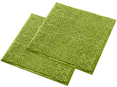 WohnDirect Badematten Set 2 teilig - Grün 45 x 45 cm - rutschfest & Waschbar - Badvorleger, Badezimmerteppich, WC Vorleger