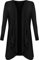 Womens Ladies Waterfall Open Cardigan Hanky Hem Jersey Plus Size Long Sleeve Top (Black, 16)