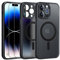 FLLAO Funda para iPhone 14 Pro MAX, Compatible MagSafe, con 2 Piezas Protector de Pantalla Cristal Templado, [Protección de Cámara] Magnética Carcasa Translúcida Mate Trasera Fina Antigolpes, Negro