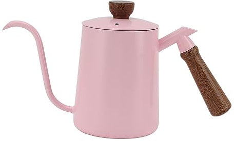 Stovetop Tea Kettle, 600ml Stainless Steel Pour Over Kettle Gooseneck Kettle with Comfortable Wood Handle Water Kettle Large Capacity Tea Kettle for Coffee Making (Pink)