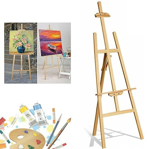 Chevalet en Bois 150cm, Chevalet Peinture, Trépied Peinture en Bois De Hêtre, Réglable En Hauteur, Pliant Chevalet Peinture, Chevalet De Présentation, Peinture, Dessin, Photo