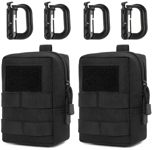 MUCHER 2 Pack Molle Tasche Taktische Hüfttaschen EDC Utility Bauchtasche Hüfttasche mit 4 Haken Rucksack-Zusatztaschen für Outdoor Wandern Jagdcamping Training
